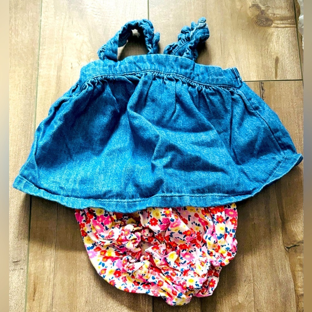 Old Navy Baby Denim Style Top and Floral Shorts